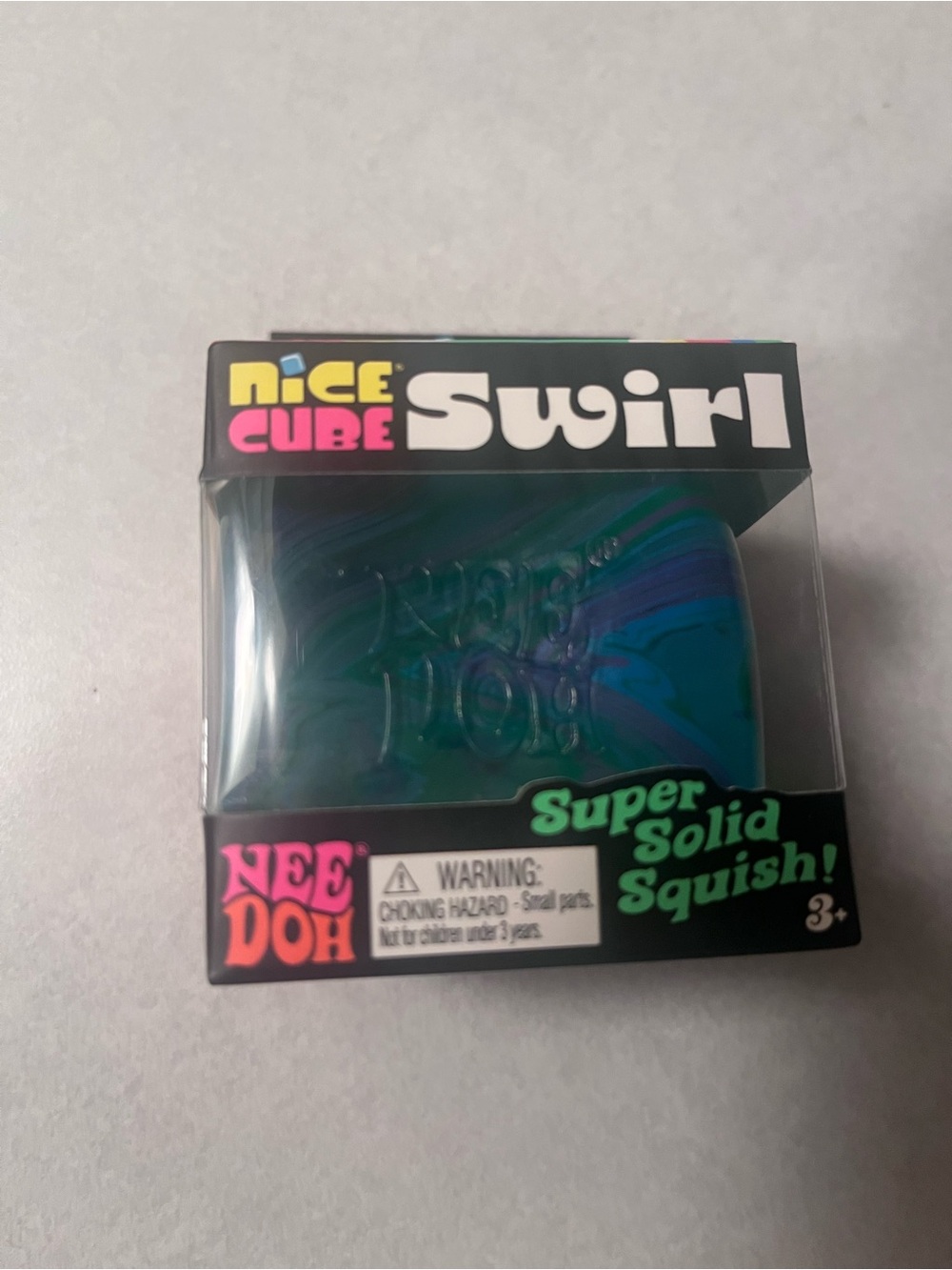 Needoh Nice Cube Swirl Super Solid Squish - Green/Blue